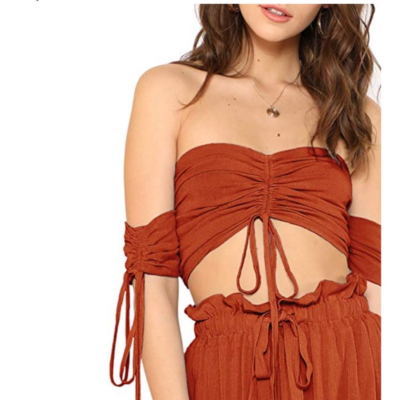 EMMETT  2 Piece Off Shoulder Crop Top + Skirt Set - Picture 4 of 5